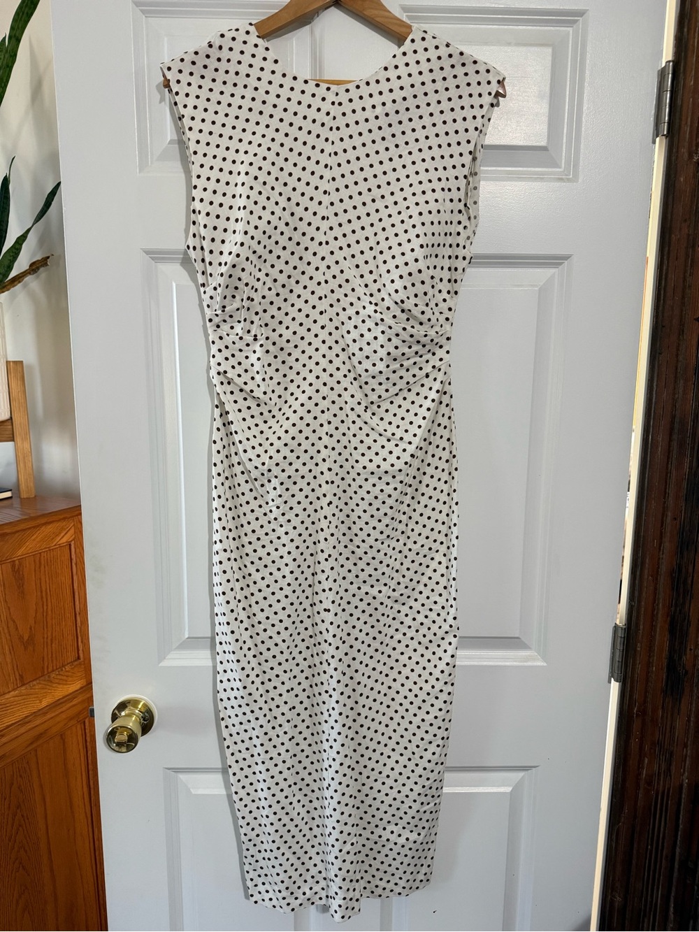 Zara Sleeveless White Polka Dot Midi Dress